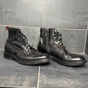 Gucci Black Leather Men's Lace-Up Boots